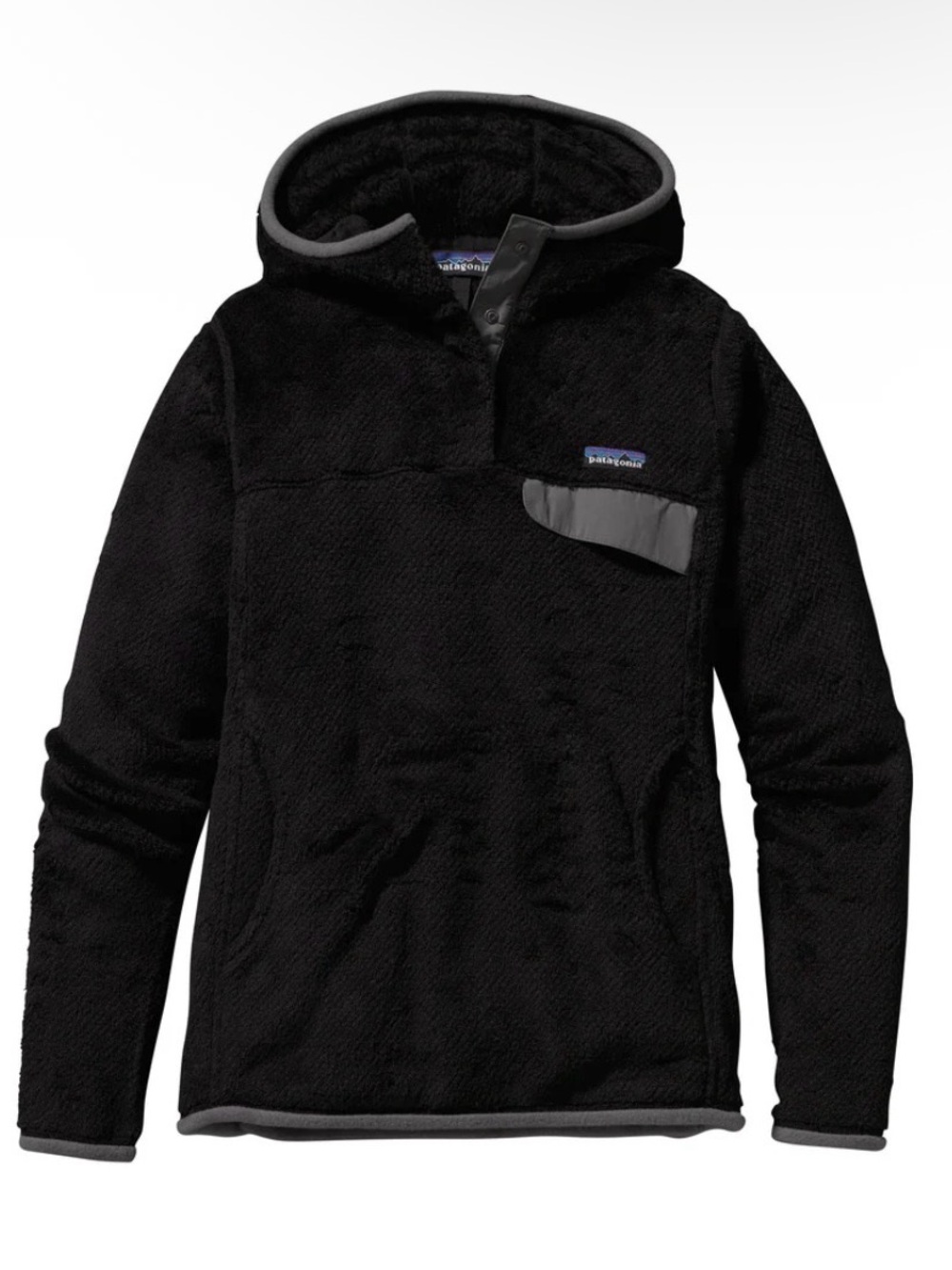 Patagonia Retool Cozy Fleece Hooded Hoodie Pullover Womens Size XS In Black Gray
